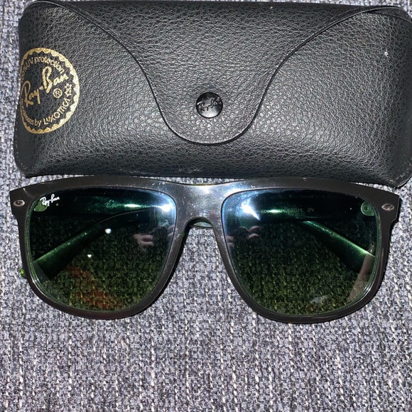 WORN ONCE- Ray-Ban Black Sunglasses - Green Tint - Picture 6 of 6